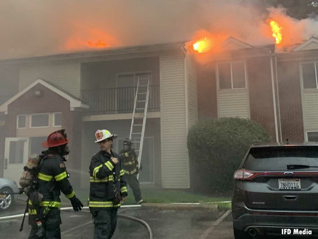 Indianapolis firefighters at apartment fire