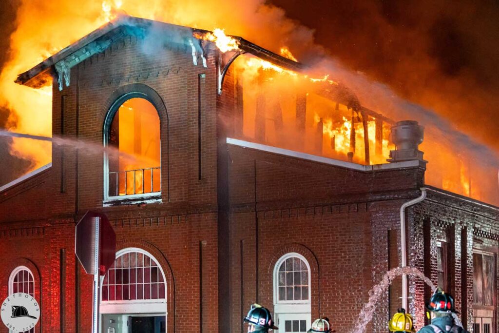 Fire streams at market fire Harrisburg Pennsylvania