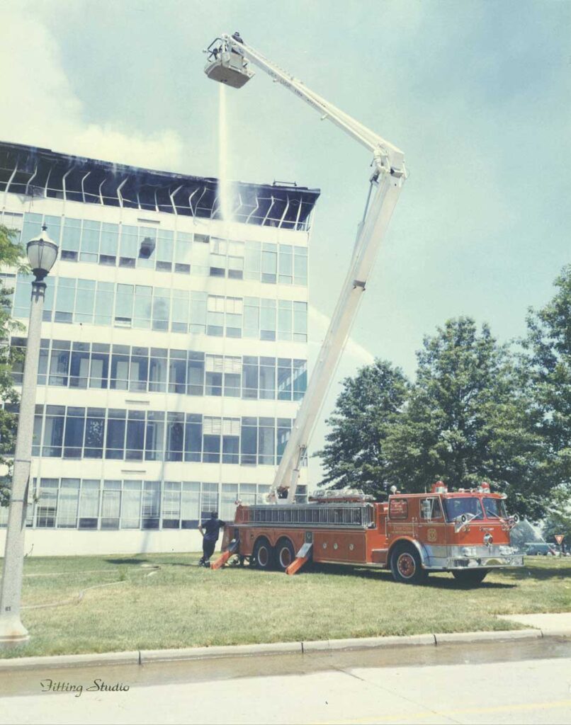 Aerial at National Personnel Records Center fire