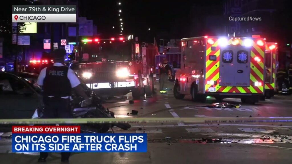 Chicago firefighters fire truck struck