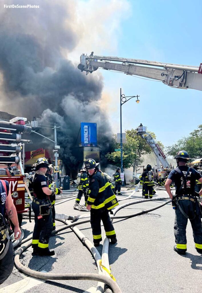 FDNY firefighters at five-alarm Brooklyn fire