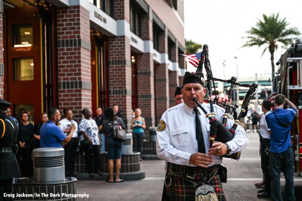 Orlando bagpipe procession for 9/11 ceremony