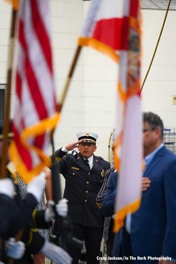 Orlando firefighter salutes