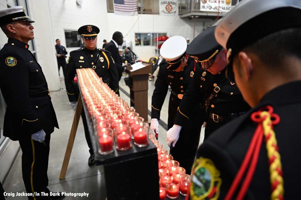 Orlando firefighters light candles