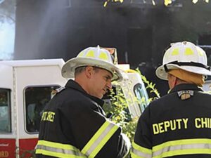 Fire chiefs at fire scene