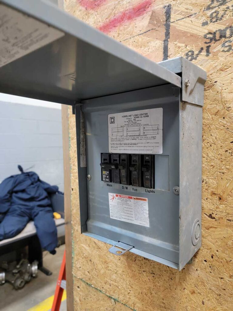 Electrical breaker box in firefighter training prop