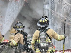 Firefighters at barn fire