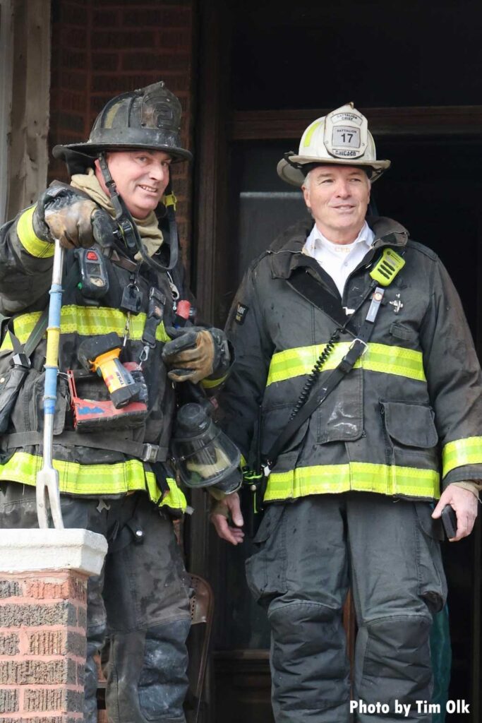 Chicago fire department chief and firefighter