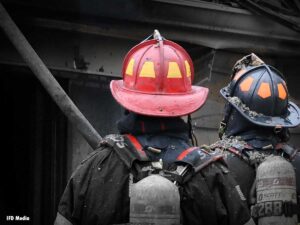 Firefighters with helmets