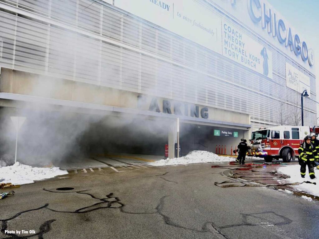 EV fire at Rosemont mall