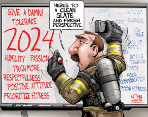 Firefighter on dry erase board