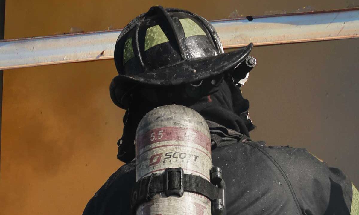 Firefighter at window