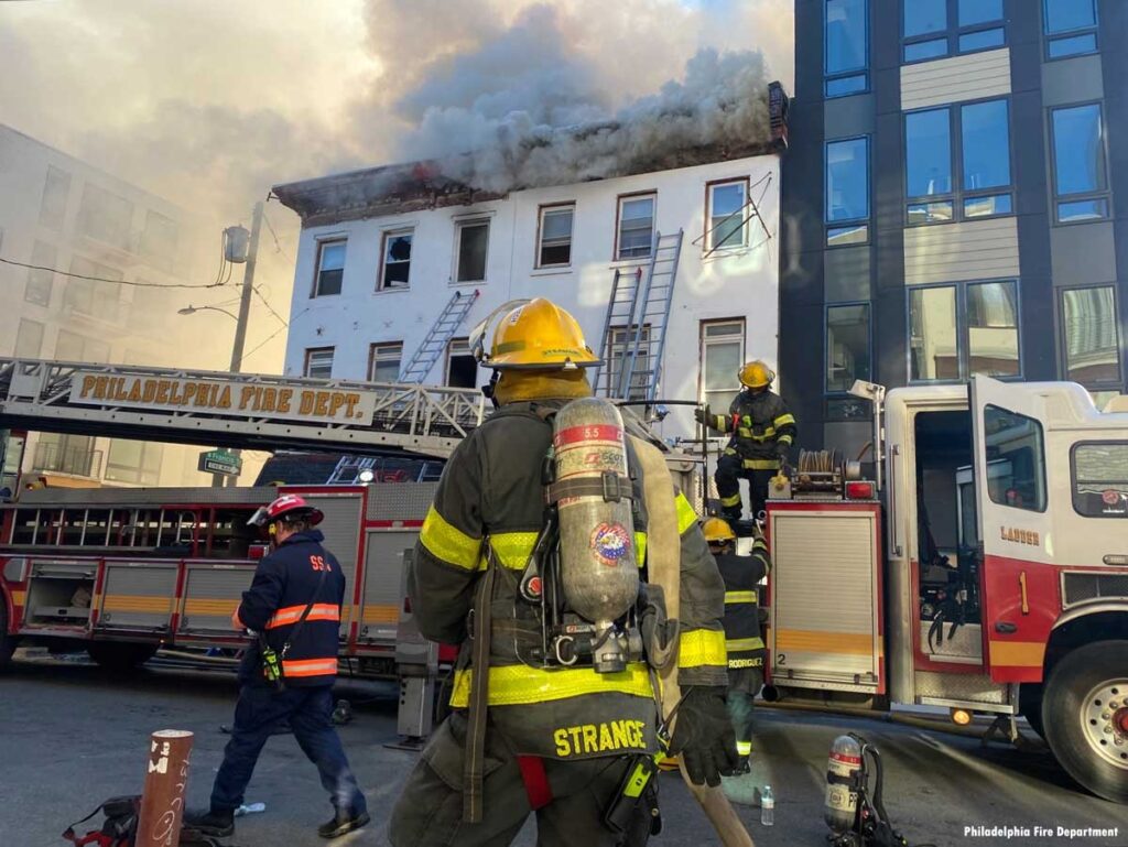 Philadelphia firefighter at Francisville fire