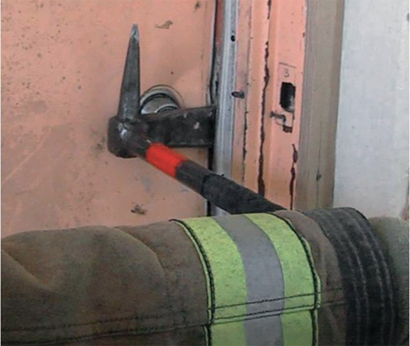 Pulling the shaft toward the door exerts force directly on the lock