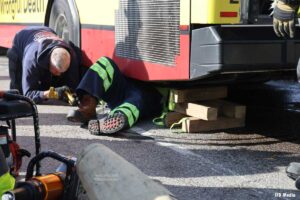 Box cribbing for Indianapolis bus rescue