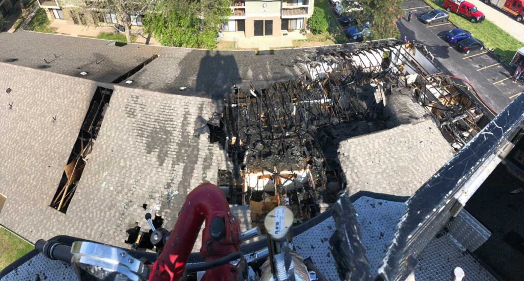 Heat hole and strip on a roof fire