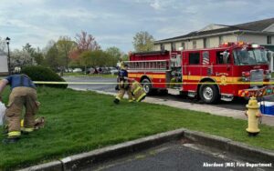 Fatal fire Aberdeen Maryland firefighters on scene with apparatus