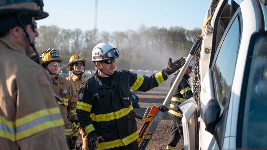 Firefighters train on extrication at FDIC 2024