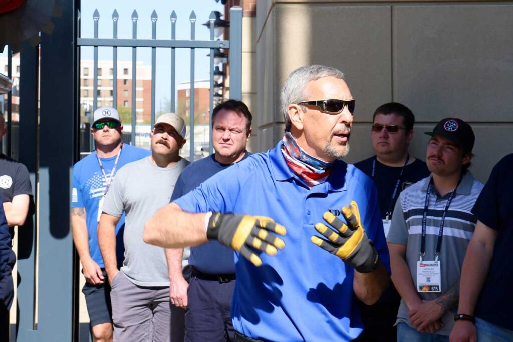 Mike Ciampo training with firefighters at FDIC 2024