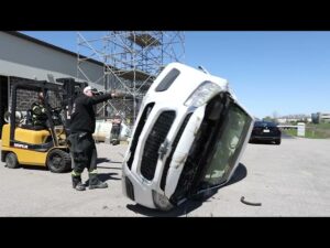 Saturday FDIC 2024 Firefighter tips over car