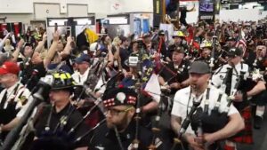 Bagpipers at FDIC 2024 Thursday