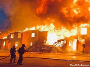 El Paso Texas firefighters confront a significant fire