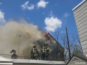 Flames rip through roof of dwelling as firefighters work at Union City fire