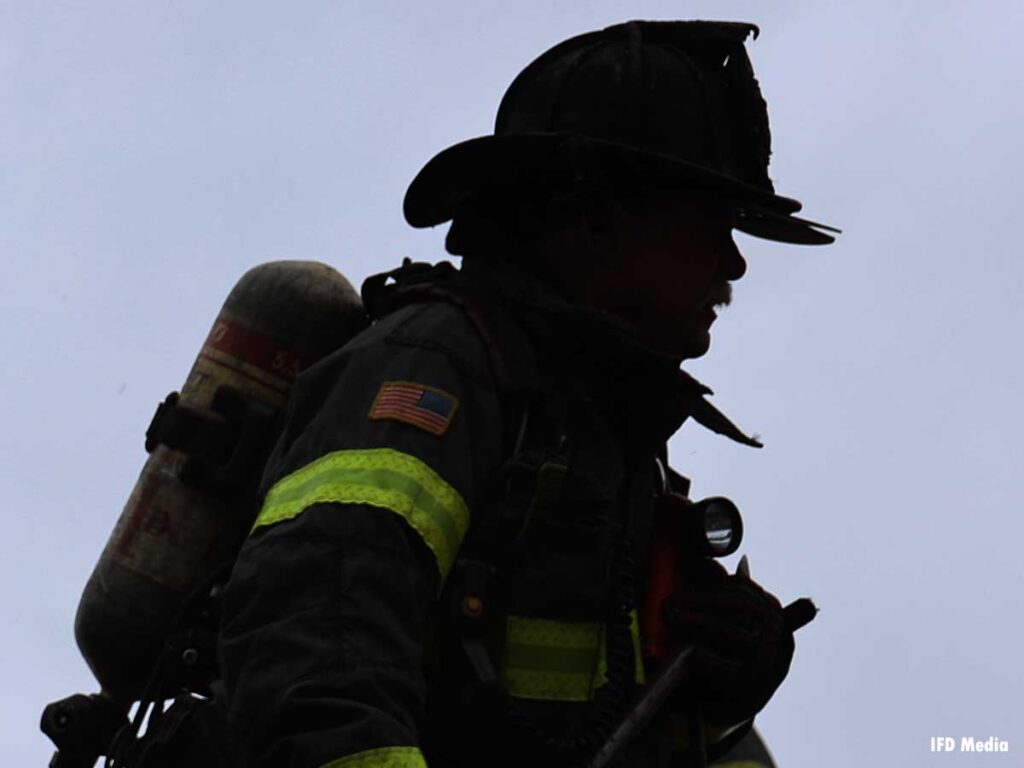 Firefighter in silhouette