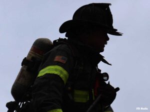 Firefighter in silhouette