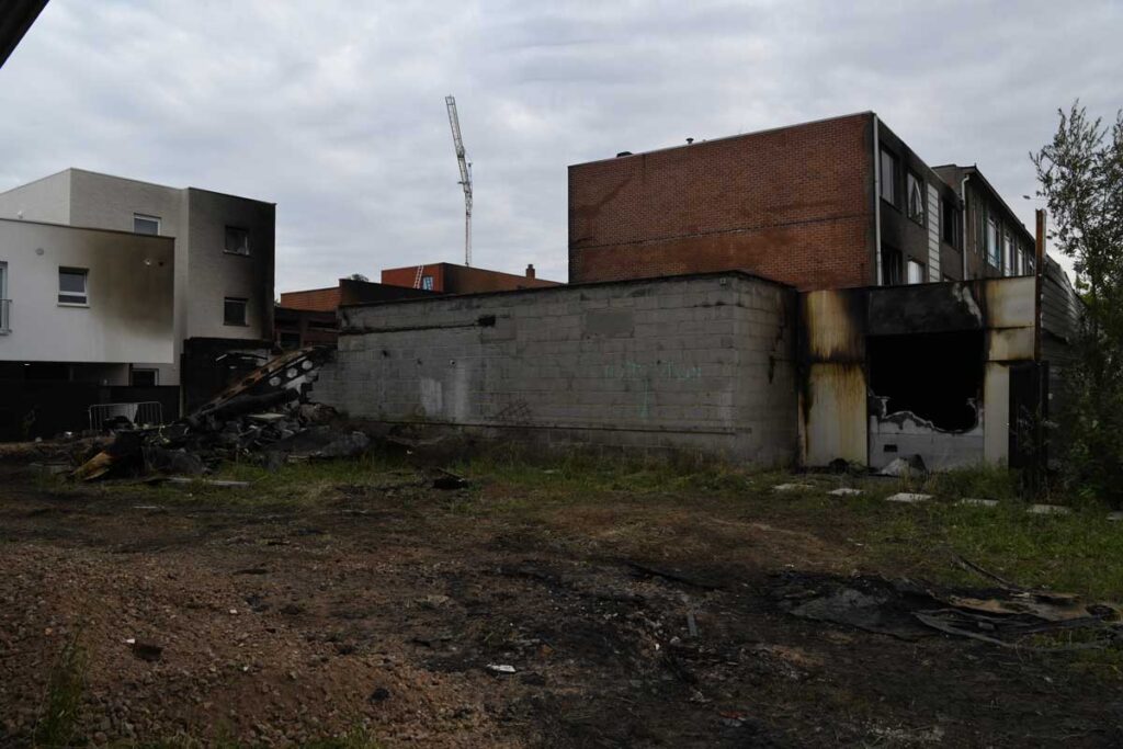 Back of supermarket after fire