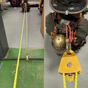 Horizontal anchor point for firefighterd drag using hook