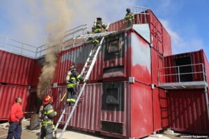 Indianapolis firefighters with ladders