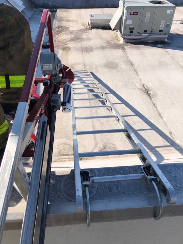 Roof ladder used to traverse cricket