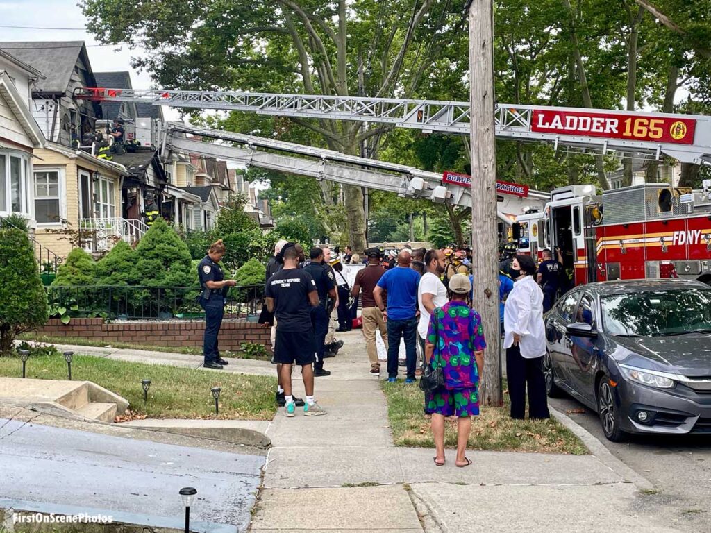 Ladder 165 and FDNY firefighters at Queens fire