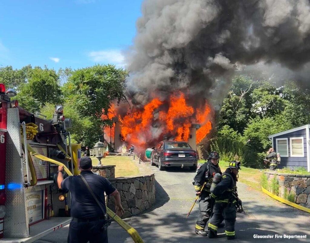 Gloucester Firefighters at Marina drive house fire