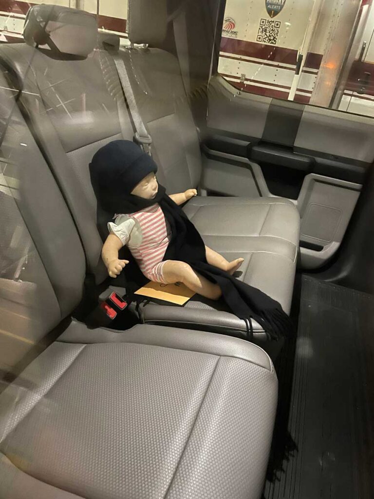 Baby in vehicle training scenario