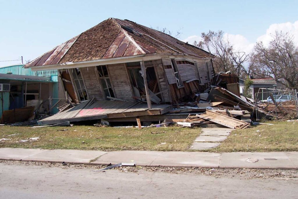 Devastated houses