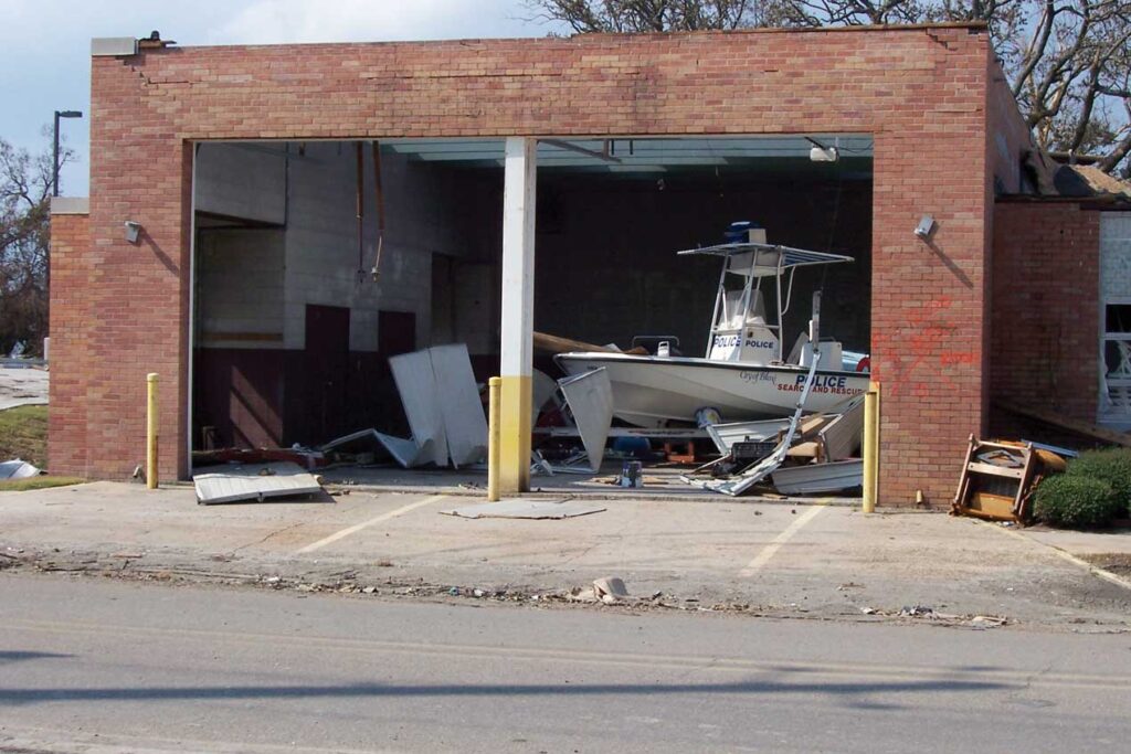 Fire station after hurricane