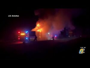 Baseball team charter bus fire