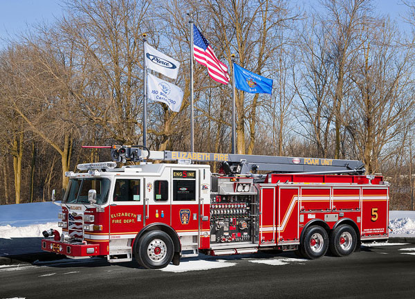 Pierce Arrow XT Equipped with Snozzle Aerial Device on Duty with Elizabeth (NJ) Fire Department