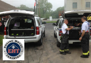 Two command vehicles