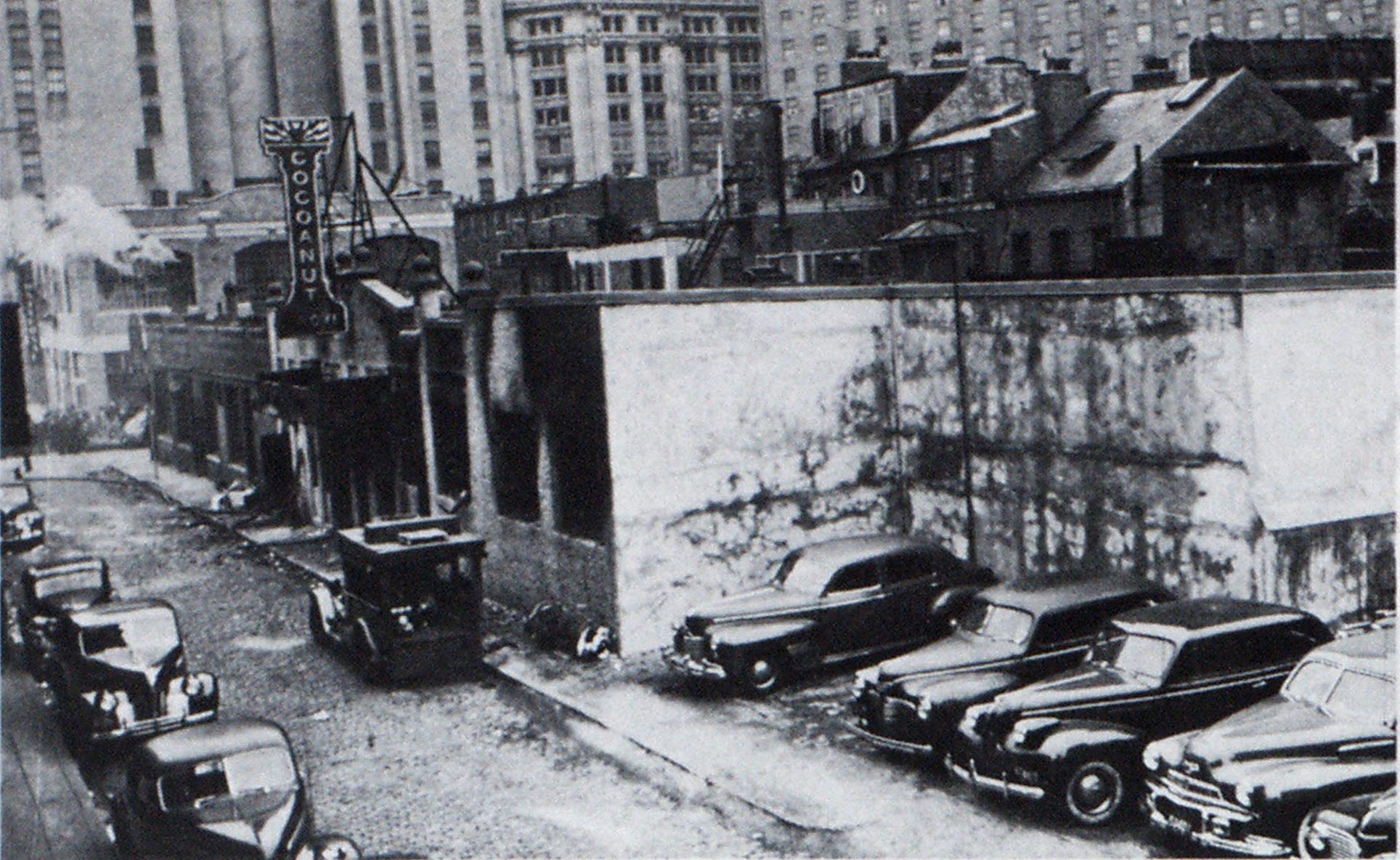 Main entrance of Cocoanut Grove on Piedmont Street shown after the fire.