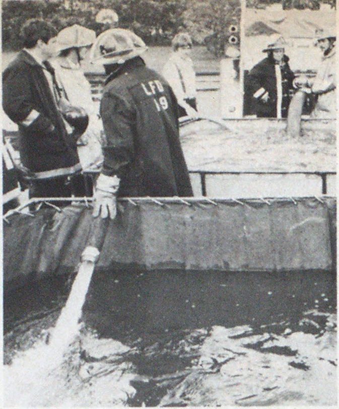 Primary tank receives water from 2 1/2-inch hard suction attached to water winch.